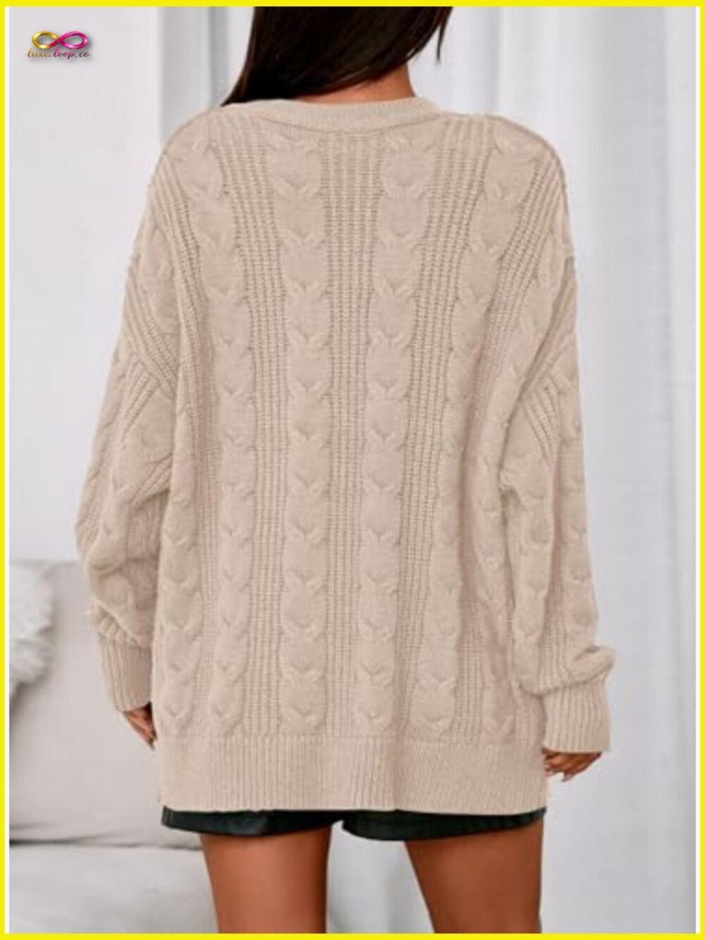 Chunky Cable Knit Cardigan Oversized Long Sleeve Open Front Cozy Sweater Coat - Picture 5 of 7